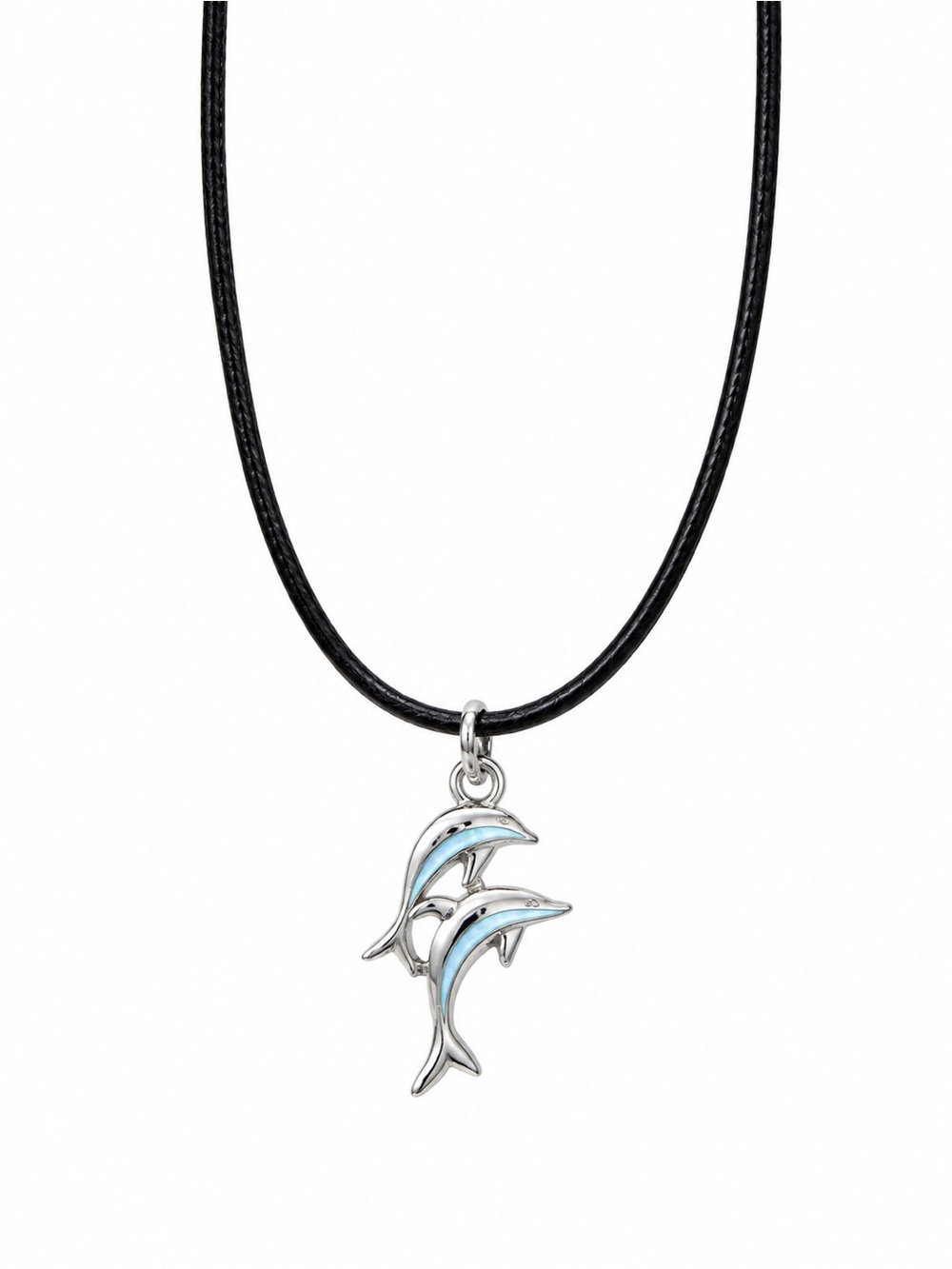 Handcrafted Dolphin Beach Necklace on a Black Cord